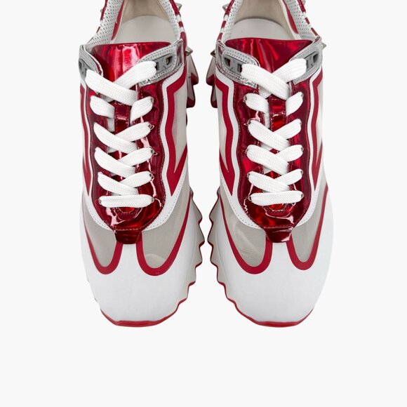 Christian Louboutin Sharkina White Mesh Red Sneakers Size 38.5 US 8.5 Women 6977 - Picture 5 of 15
